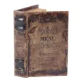 Caja de almacenamiento con forma de libro - 15 cm - marrón - cuero sintético