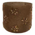 Portavelas de perlas - dorado - vidrio - 17 cm