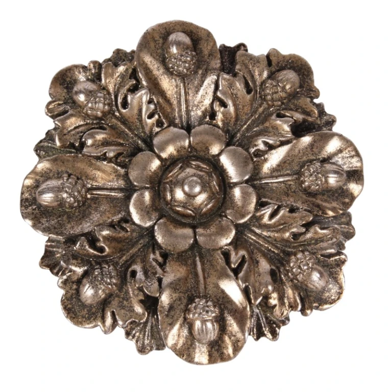 Adorno de pared forma de flor - plata - 15 cm - resina artística