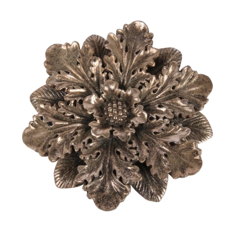Adorno de pared Flor - plateado - 20 cm - resina artística
