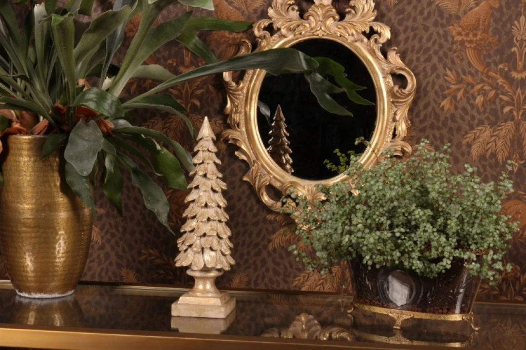 Espejo de pared - dorado - resina sintética - 56 cm - 1 pieza