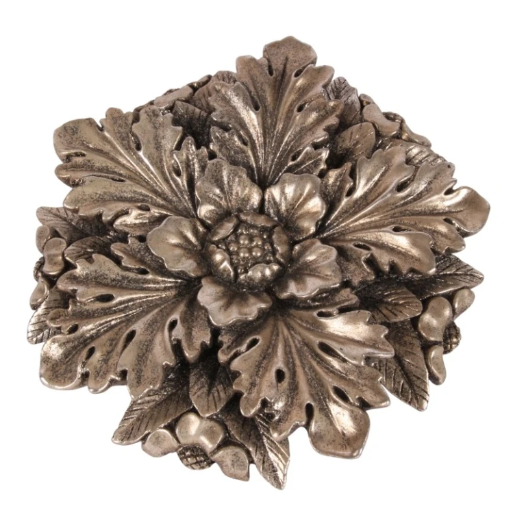 Adorno de pared Flor - plateado - 25,5 cm - resina artística