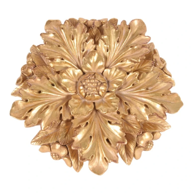 Ornamento de pared Flor - dorado - 25,5 cm - resina artística