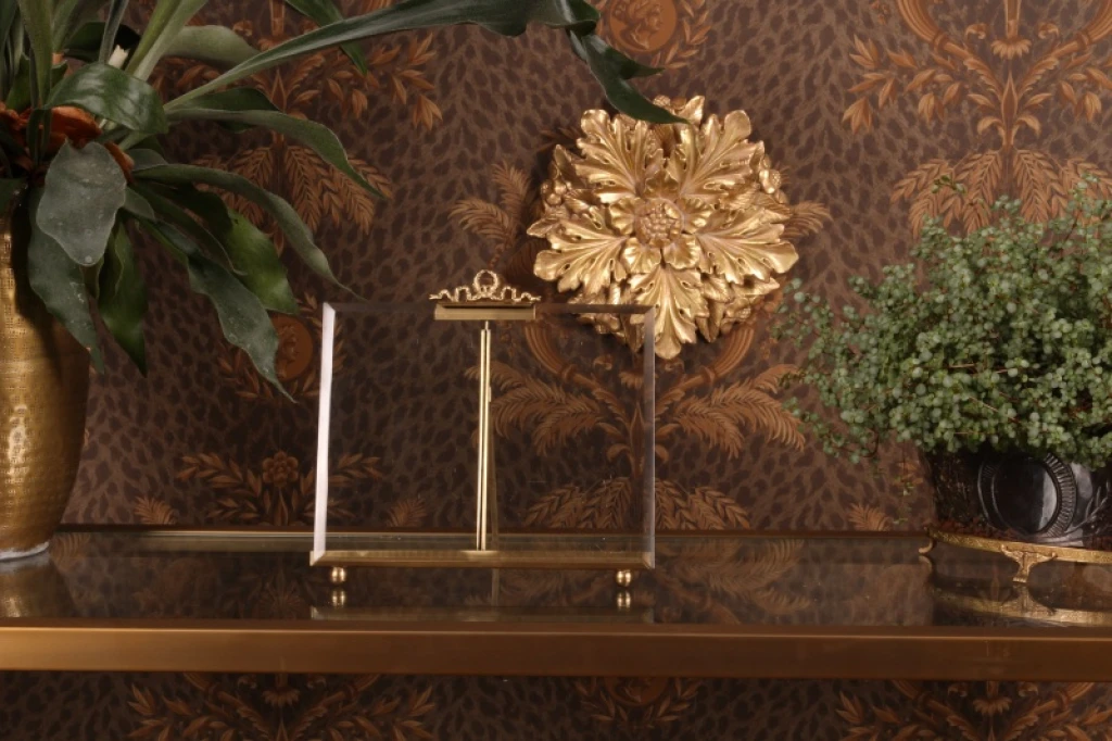 Ornamento de pared Flor - dorado - 25,5 cm - resina artística