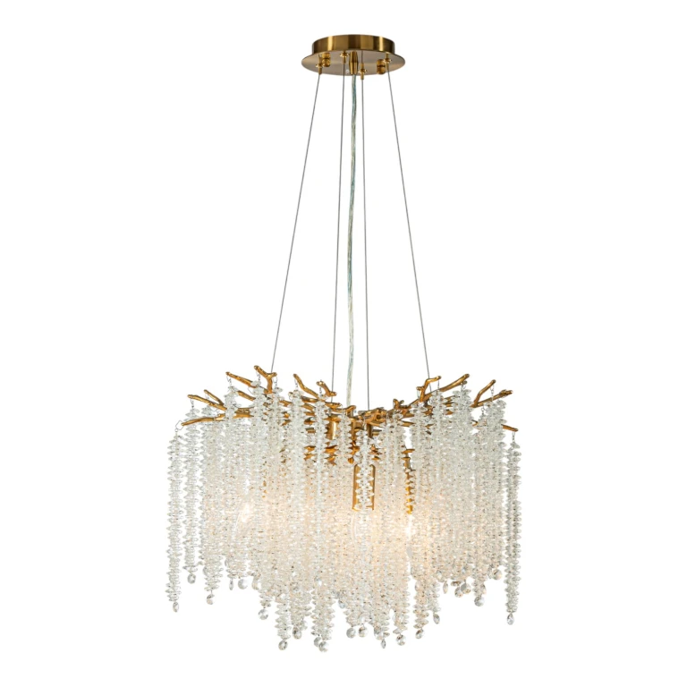 Candelabro estilo holandés Waterfall - 45 cm - dorado - vidrio