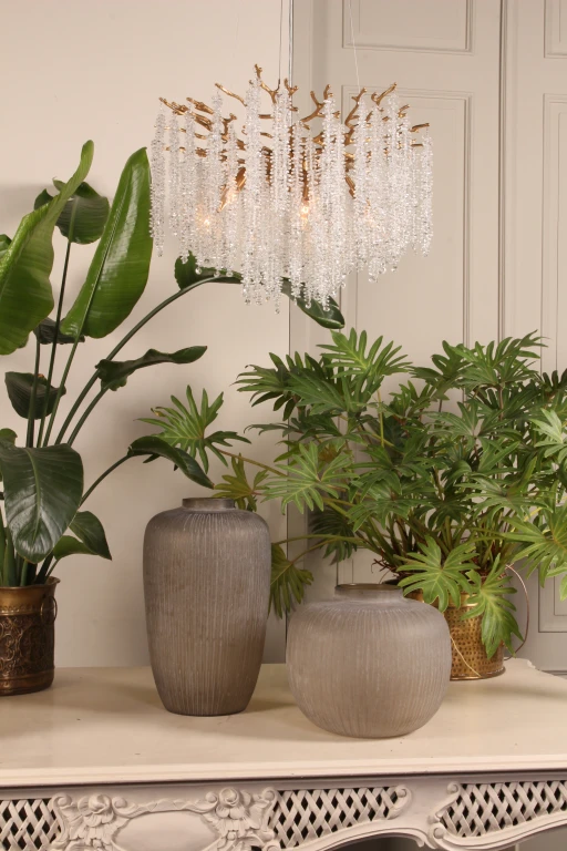 Candelabro estilo holandés Waterfall - 45 cm - dorado - vidrio