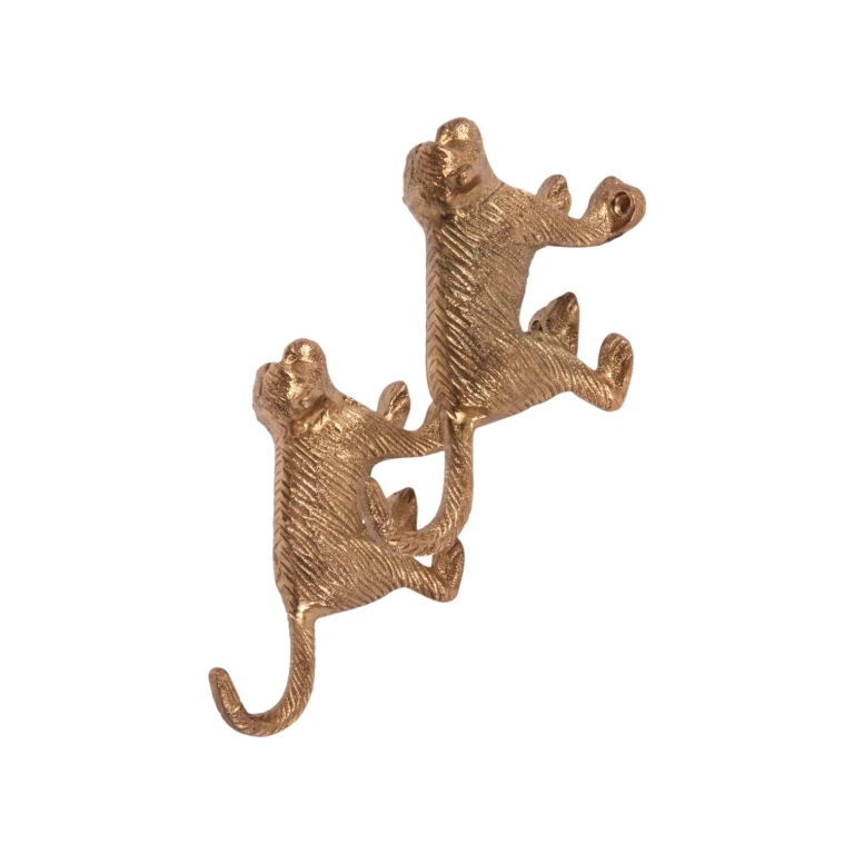 Wall hook monkey - gold - aluminum - 12 cm