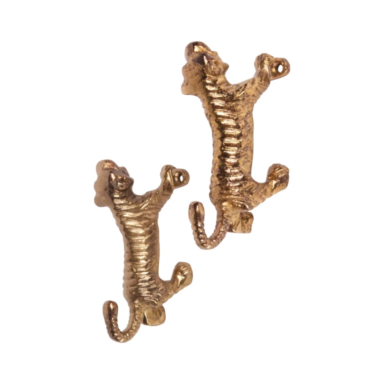 Gancho de pared tigre - 12 cm - dorado - aluminio