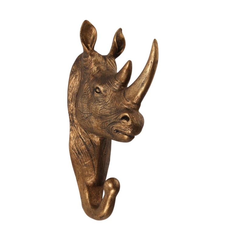 Gancho de Pared Rinoceronte - dorado - 18,5 cm