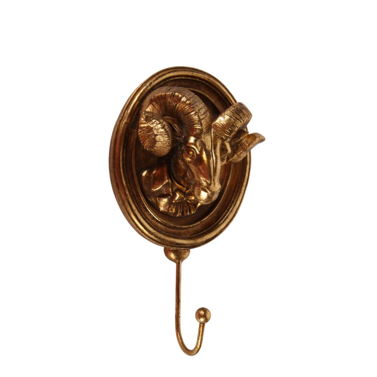 Gancho de pared carnero - dorado - 19 cm