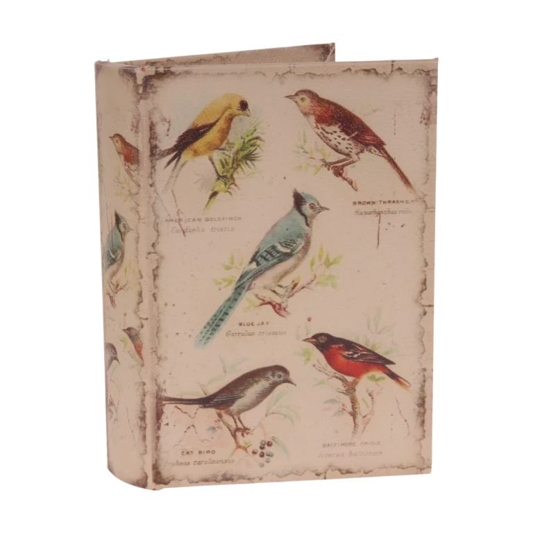 Caja de almacenamiento con forma de libro - 20 cm - beige - cuero sintético - 1 pieza