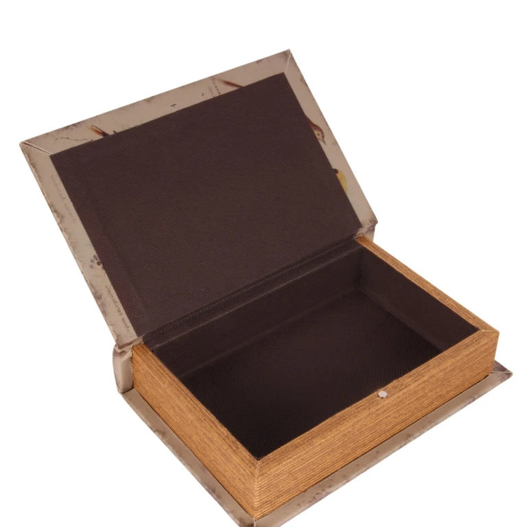 Caja de almacenamiento con forma de libro - 20 cm - beige - cuero sintético - 1 pieza