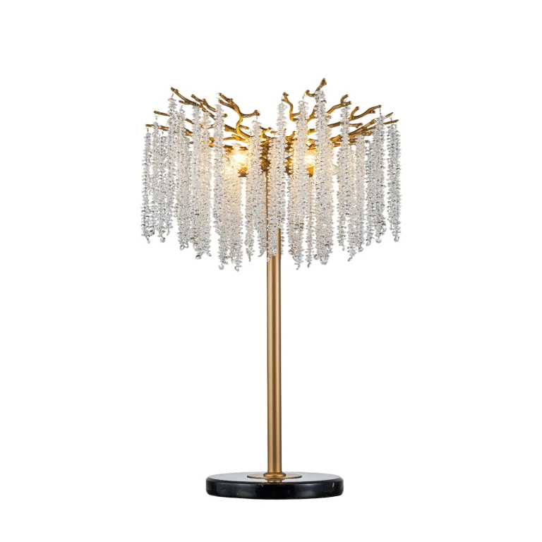 Lámpara de mesa Waterfall - dorada - hierro y cristal - 85 cm