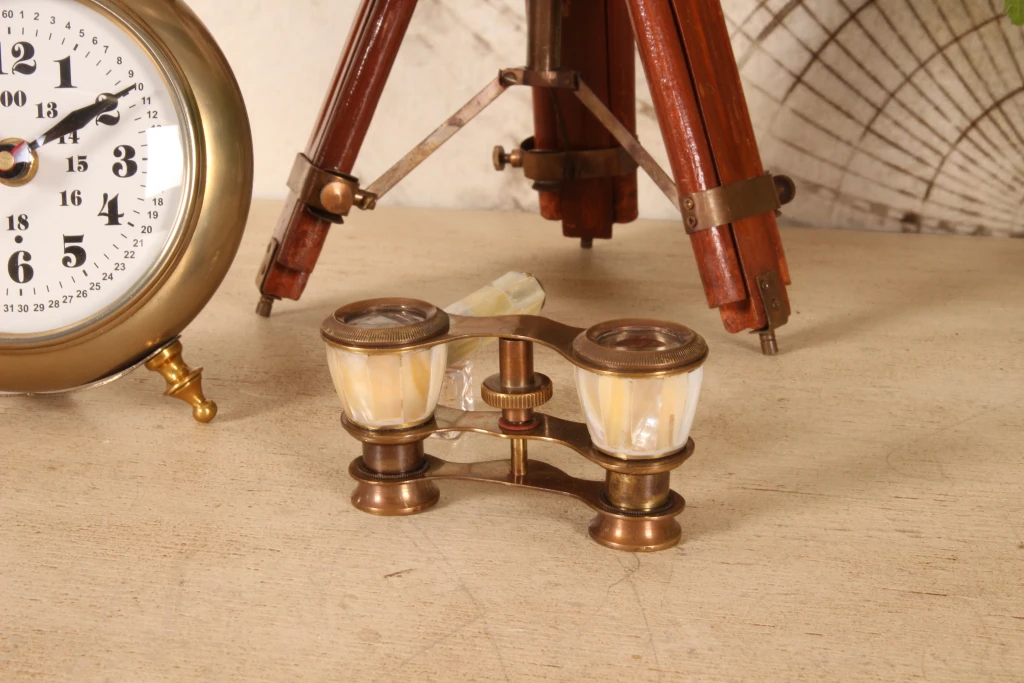 Catalejo decorativo - dorado/blanco - latón - 18 cm