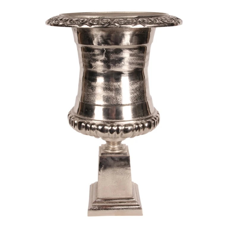 Maceta estilo holandés en forma de urna - 48 cm - Plateado - Aluminio