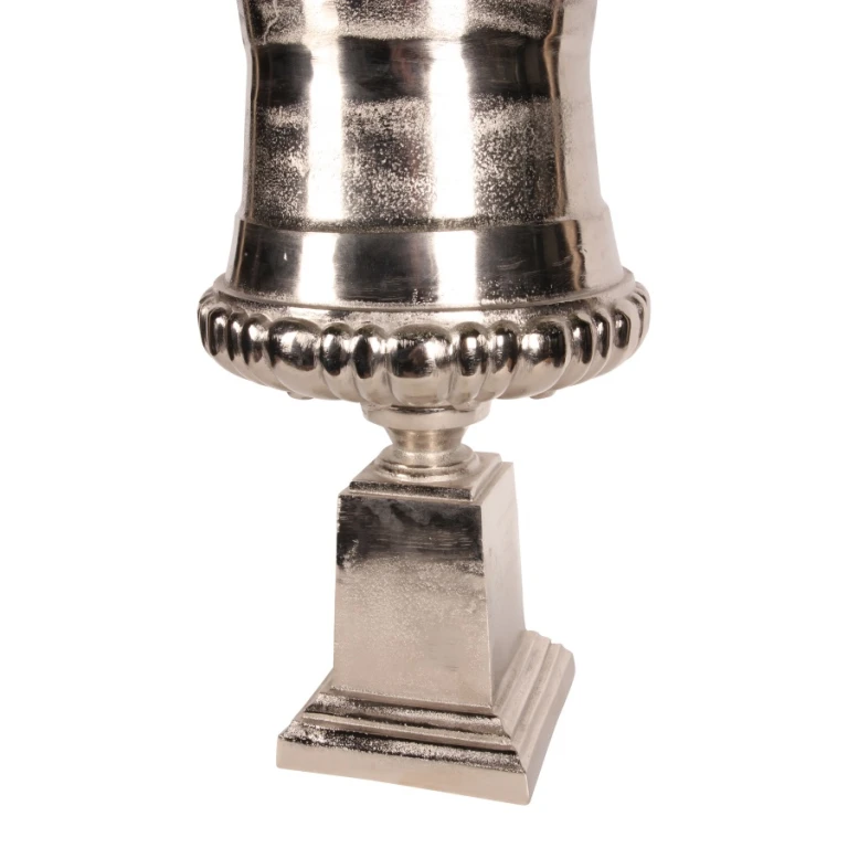 Maceta estilo holandés en forma de urna - 48 cm - Plateado - Aluminio