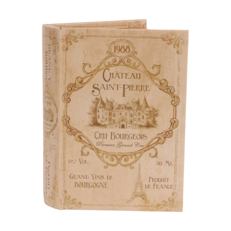 Caja de almacenamiento con forma de libro - 20 cm - verde - cuero sintético - 1 pieza