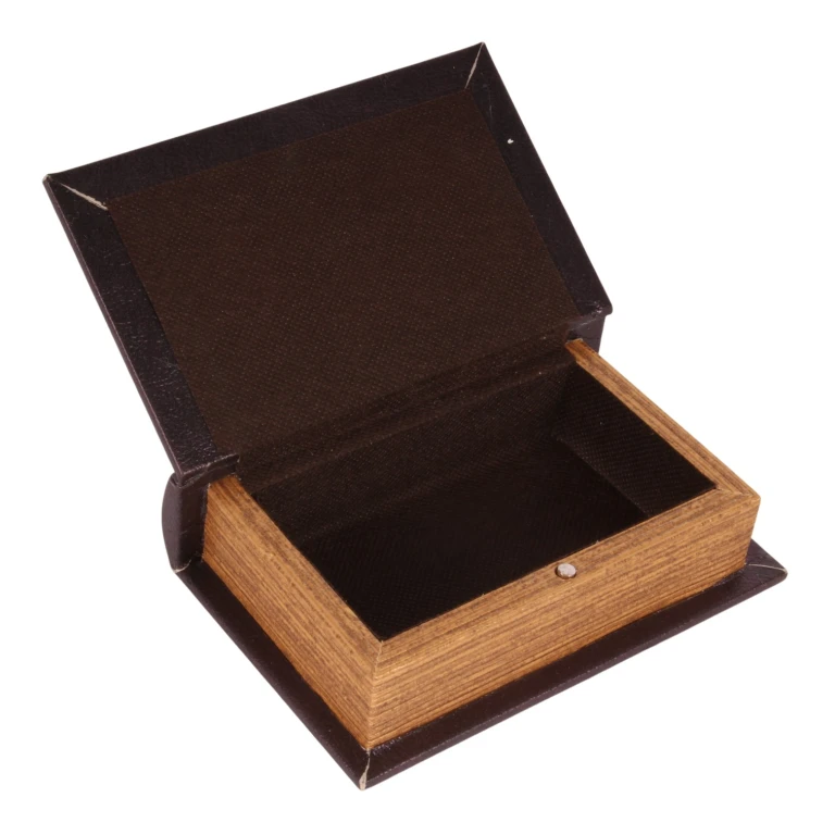Caja de almacenamiento en forma de libro - 15 cm - negro - cuero sintético