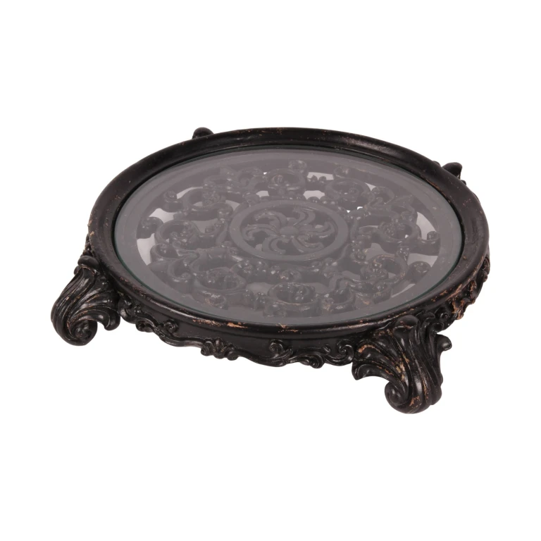 Bandeja para pasteles de 29 cm negra de resina sintética - 1 pieza