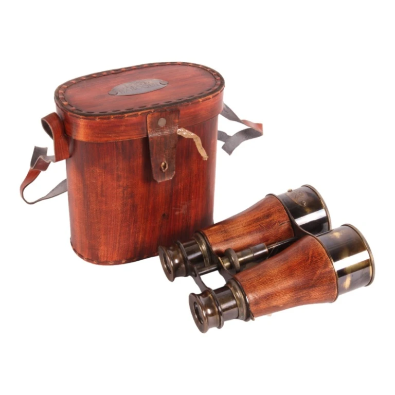 Binoculares - latón - con bolsa incluida - 14 cm