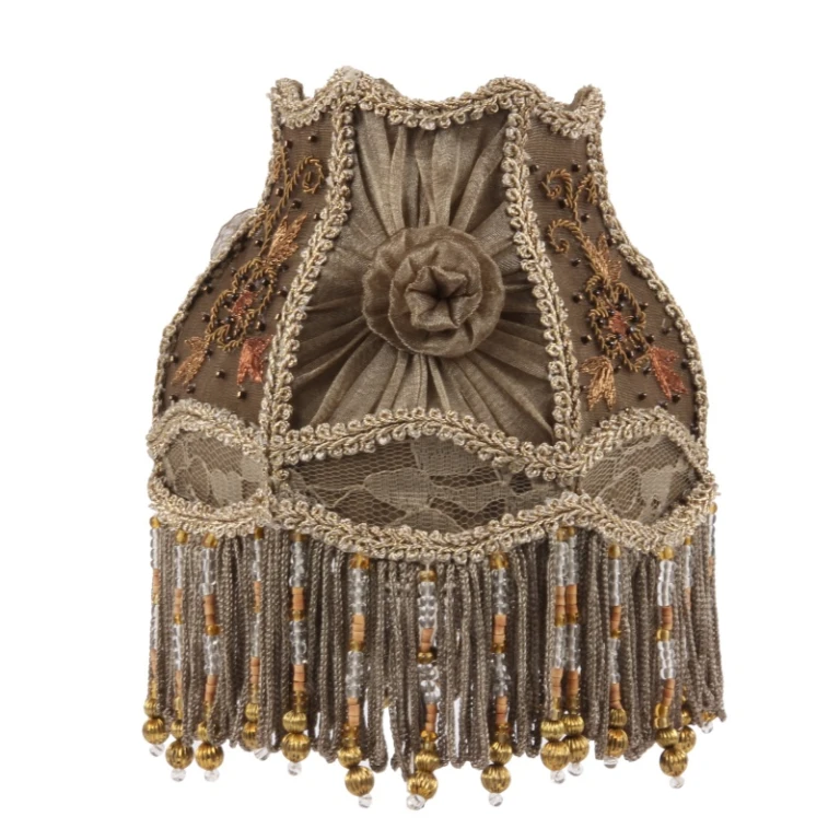 Pantalla de lámpara Victorian Clip-On - 15 cm - topo - tela