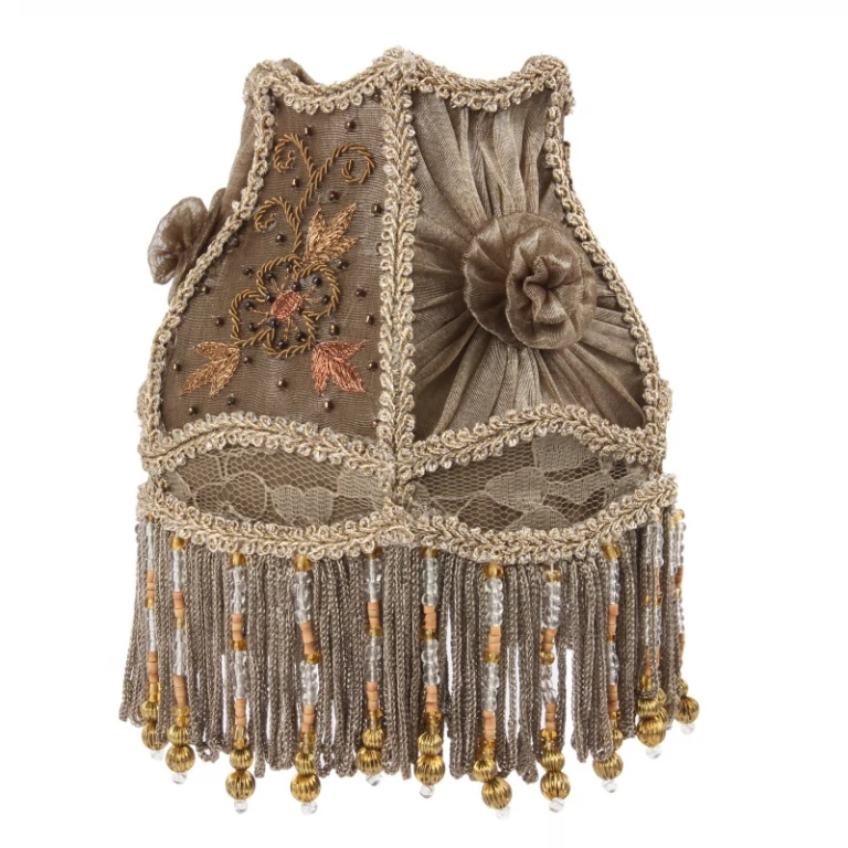 Pantalla de lámpara Victorian Clip-On - 15 cm - topo - tela