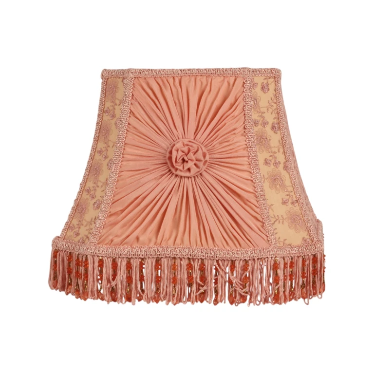 Pantalla Victoriana Cuadrada - 30 cm - Rosa - Tela