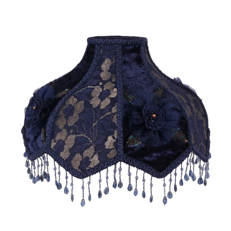 Pantalla Victorian Dome Scallop - 33 cm - azul - tela