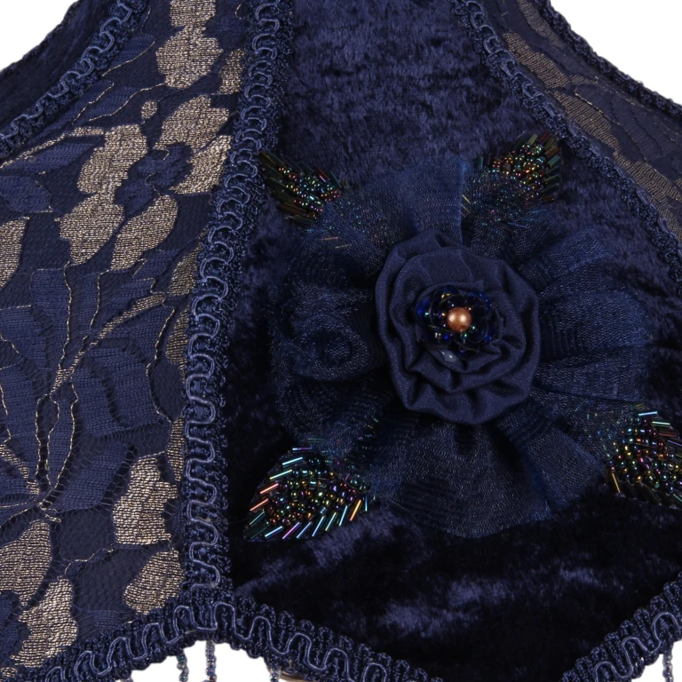Pantalla Victorian Dome Scallop - 33 cm - azul - tela