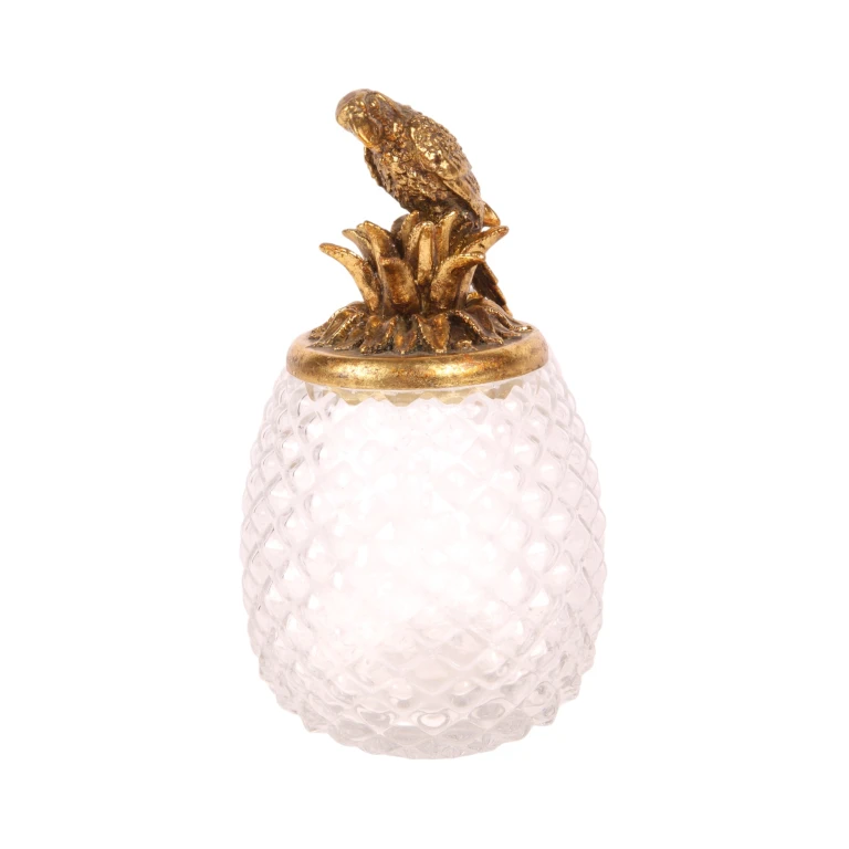 Maceta decorativa con tapa - loro - dorado - 22 cm - 1 pieza