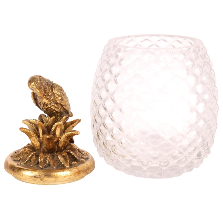 Maceta decorativa con tapa - loro - dorado - 22 cm - 1 pieza