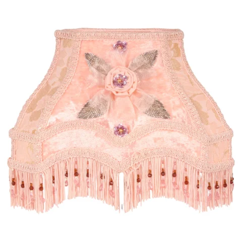 Lampenkap Victorian Rechthoek - 22 cm - Roze - Stof