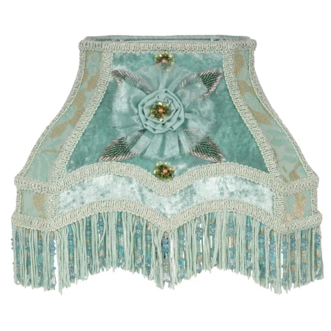 Lampenkap Victorian Rechthoek - 22 cm - Turquoise - Stof