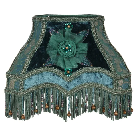 Lampenkap Victorian Rechthoek - 22 cm - Pauwblauw - Stof