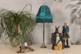 Lampenkap Victorian Dome - 26 cm - petrol - stof