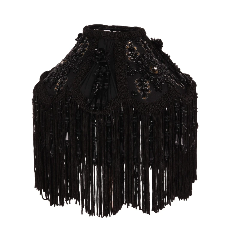 Pantalla de lámpara Victorian Dome - 18 cm - negro - tela