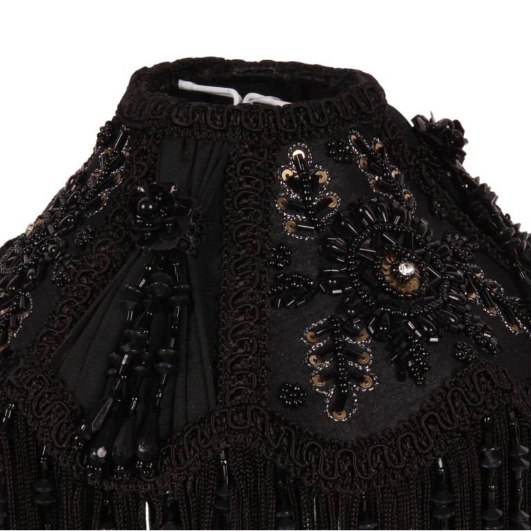 Pantalla de lámpara Victorian Dome - 18 cm - negro - tela