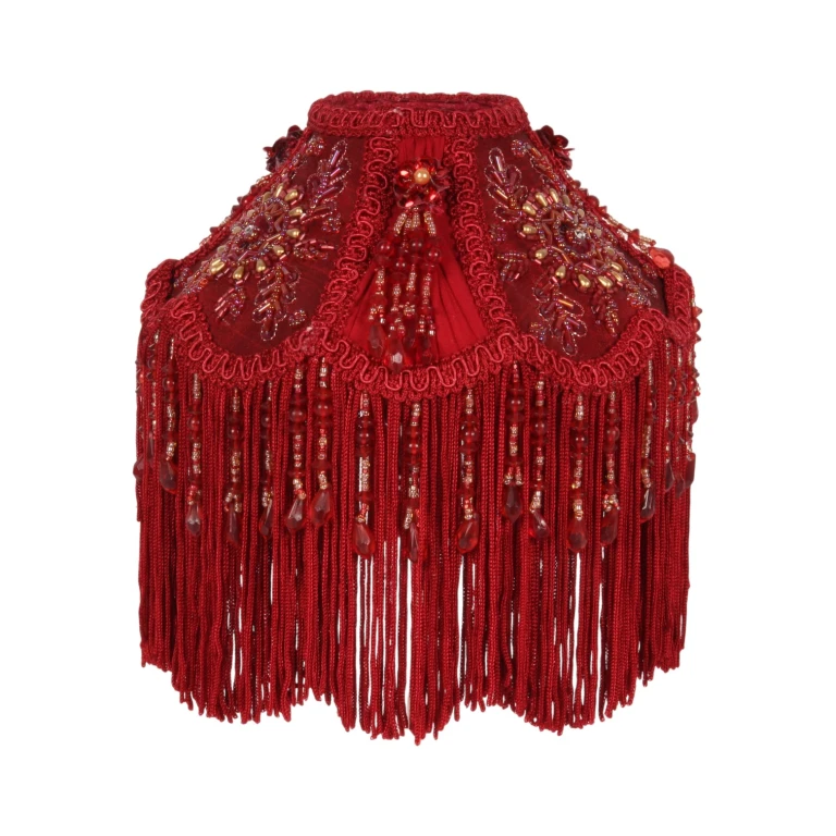 Pantalla Victorian Dome - 18 cm - rojo - tela