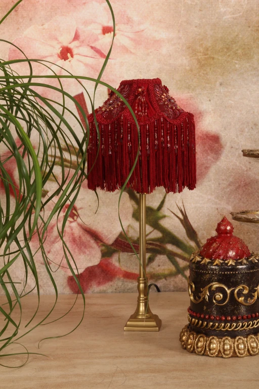 Pantalla Victorian Dome - 18 cm - rojo - tela