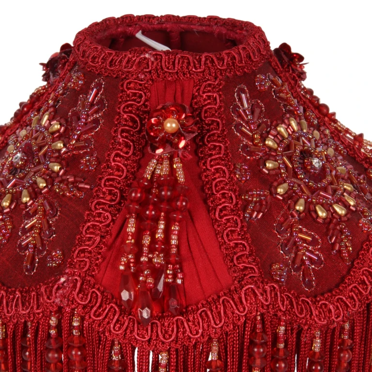 Pantalla Victorian Dome - 18 cm - rojo - tela