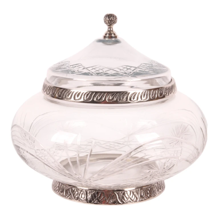 Maceta decorativa con tapa - plateada - 26 cm - 1 pieza