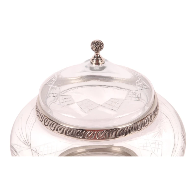 Maceta decorativa con tapa - plateada - 26 cm - 1 pieza